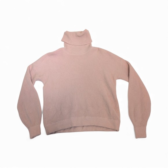 Tory Burch Pink Ribbed Turtleneck SweaterSize S